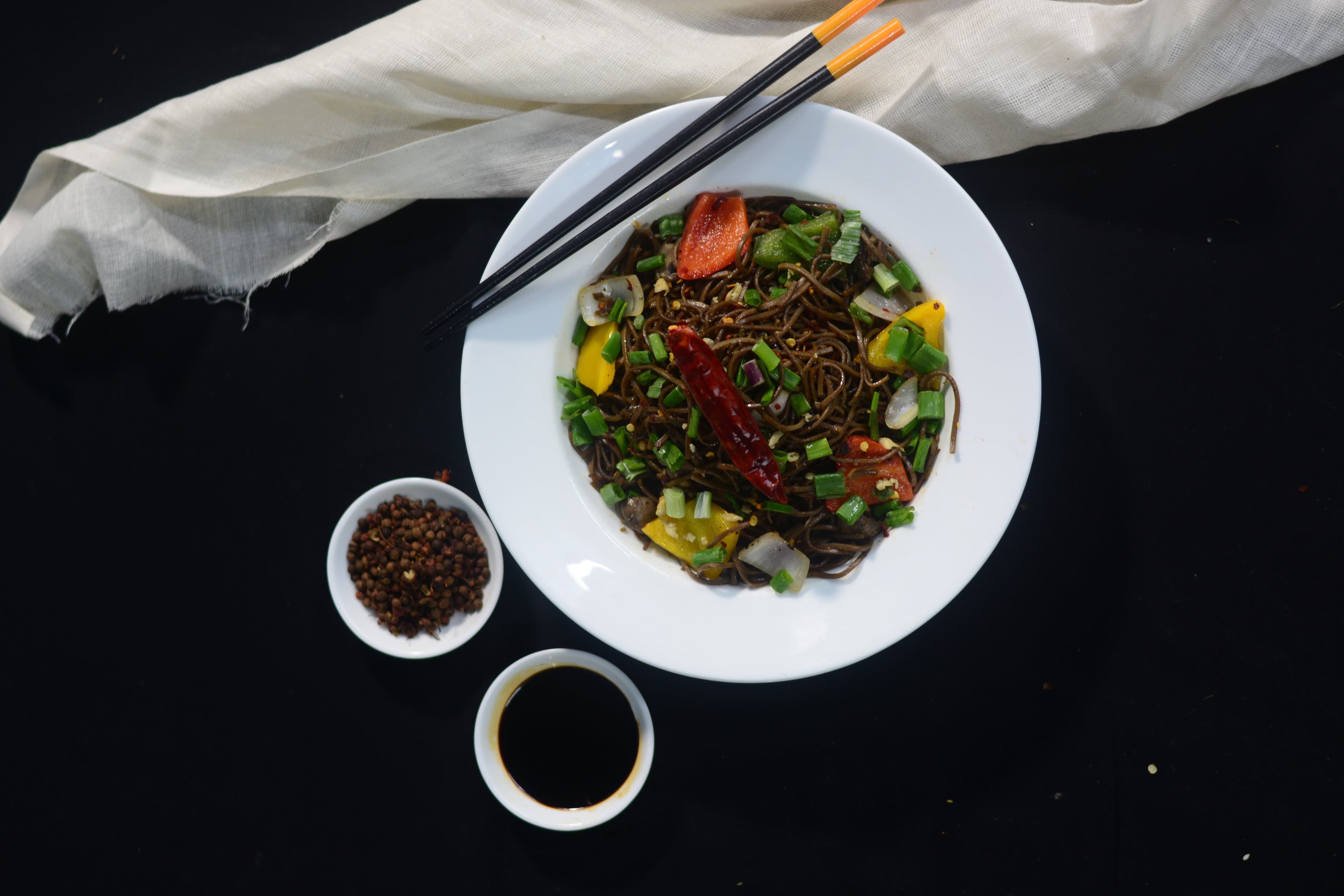 Fiery Schezwan Buckwheat Noodles (Veg)